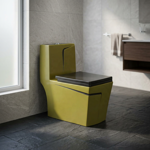 WC monobloc en céramique de qualité supérieure, à poser au sol, avec système de chasse siphonique, pour une infrastructure de salle de bain contemporaine - Product Image 5