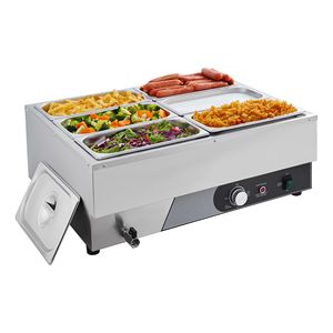 Réchaud alimentaire électrique en acier inoxydable 1500W avec contrôle manuel de la température et couvercle à chauffage rapide pour buffet bain-marie - Product Image 1