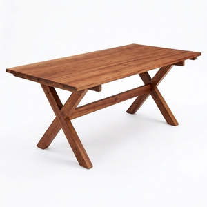Modern Natural Teak Wood Outdoor <b>Dining</b> <b>Table</b> and <b>Bench</b> <b>Set</b> Solid Wood Eco-Friendly Patio Furniture for Park Use - Product Image 1