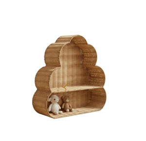 Étagère murale en rotin à niveaux pour chambre d'enfant, bibliothèque flottante décorative en osier, organisateur de rangement pour chambre de bébé - Product Image 2