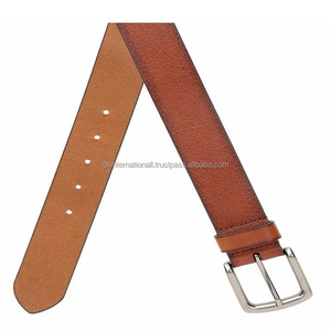 Cinturón casual de cuero curtido vegetal genuino tostado de lujo para hombres, cinturones y accesorios de cuero de vaca para hombres con estilo a bajo precio - Product Image 2