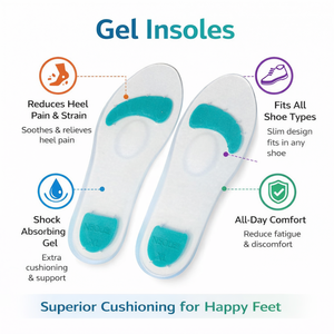Silicone Gel Orthotic Insoles Heel Support Arch Cushion <b>Pads</b> | Shock Absorbing Foot Care Inserts for Walking <b>Running</b> Daily - Product Image 5