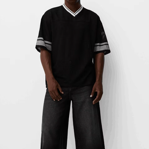 Maillot de football unisexe noir en mesh, col en V, sans manches, respirant, en polyester, uniforme toutes saisons, vêtements de sport pour adultes, nom d'équipe personnalisé - Product Image 4