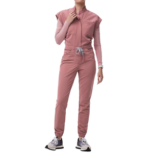 Women's Teal <b>Scrub</b> <b>Set</b> With Pink Accents Hospital Uniform Pants And Top Medical Workwear For Nurses - Product Image 2