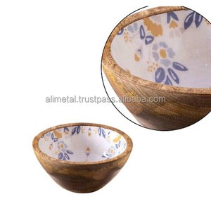 Customizable Eco-Friendly Enamel <b>Mango</b> <b>Wood</b> <b>Bowl</b> Best Quality Multipurpose Kitchenware for Parties - Product Image 5