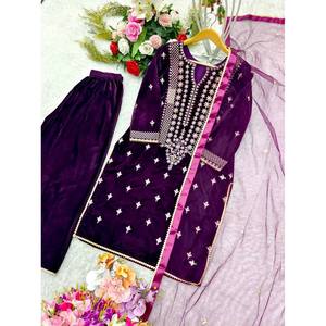 Women's Beautiful Party Wear <b>Suit</b> Set with Fancy Sharara Top and Dupatta - Product Image 2