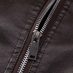 Veste en cuir pour homme, col montant, fermeture éclair, style bomber, manches longues, coupe-vent, vêtement d'extérieur d'hiver, vêtement d'extérieur haut de gamme, veste de mode pour homme - Product Image 4