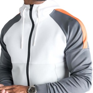 Men's <b>White</b> Gray Orange Solid Breathable Hooded Sweatshirt Set Casual <b>Jogger</b> Pants Streetwear Winter Wear - Product Image 2