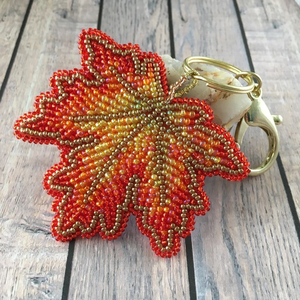 Unique Leave Keyring Gold Metal Lobster Clasp Handcrafted Bag Charm Accessory Gift Best Price Strawberry Seed Bead <b>Keychain</b> - Product Image 1