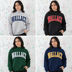 Suéter Negro Personalizado con Cuello Alto para Mujer Wallace, Ropa Universitaria para Hermandades y Fraternidades Griegas, Bordado Personalizado - Product Image 5