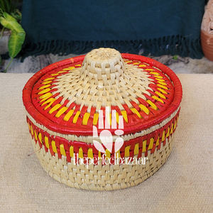 Cesta de Almacenamiento de Hierba Moonj Natural que Ahorra Espacio, con Tapa, Mini Cesta con Tapa y Asa, Ecológica - Product Image 5