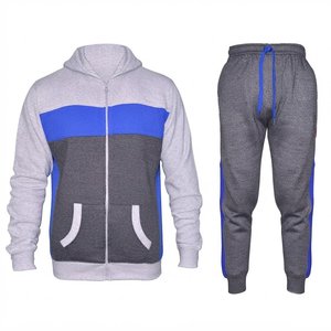 Nuevo Conjunto Deportivo Personalizado para Hombre, Color Gris Azulado, con Capucha, Cierre de Cremallera, Manga Larga, Informal, para Otoño, Transpirable, Material de Poliéster y Algodón - Product Image 1