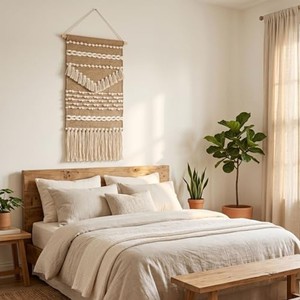 Tapiz de Pared de Macramé con Borlas Estilo Boho, Hecho a Mano, Madera de Sheesham, Venta al Por Mayor - Product Image 1