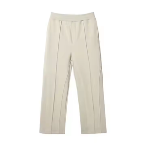 Pantalon de survêtement en molleton personnalisé, coupe ample, effet délavé, jambe large évasée, pour hommes, vente en gros - Product Image 1