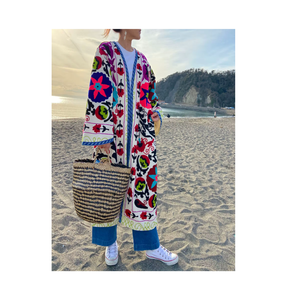 Suzani bordado Boho Chic Suzani largo Kimonos Floral Suzani bordado chaquetas largas para mujer - Product Image 3