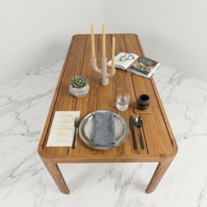 Mesa de Comedor Moderna de Teca para Exteriores, Grado Comercial, para Hoteles, Resorts, Piscinas, Patios, Mobiliario para Proyectos y Villas - Product Image 1