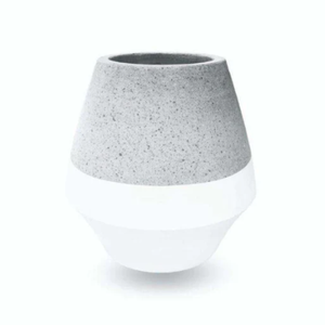 Maceta Minimalista de Hormigón con Base Blanca, Macetero para Plantas de Interior, Diseño Moderno, Uso en Escritorio - Product Image 1
