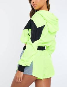 Customized Color Blocked <b>Cropped</b> <b>Racer</b> <b>Jacket</b> Set With Full Sleeves And Zipper Closure For Women All Seasons - Product Image 6