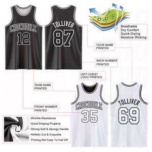 Conjunto de Uniforme de Baloncesto Reversible Personalizado, Camiseta y Pantalones Cortos de Baloncesto Sublimados en Blanco y Negro de Doble Cara, Ropa Deportiva Personalizada para Equipos - Product Image 4