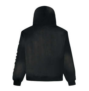 Sweat-shirt à capuche zippé noir pour homme Avirex de haute qualité, en molleton bouclette, style streetwear, avec poches, coupe classique, idéal pour l'automne - Product Image 2