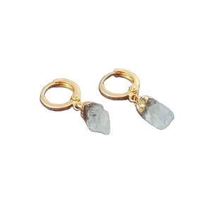 Boucles d'oreilles créoles à facettes en aquamarine, plaquées or, argent sterling 925, bijoux de tous les jours, cadeau pour elle - Product Image 1