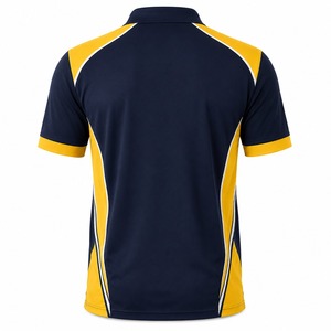 Polo de Manga Corta para Hombre, Color Azul Marino y Amarillo, Diseño Deportivo de Secado Rápido, Logotipo Frontal, Tejido de Punto - Product Image 6