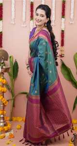 Sari de Seda Banarasi de Alta Calidad para Mujer, Sari Nupcial Indio para Bodas y Uso Diario, Disponible a Precio de Mayoreo - Product Image 3