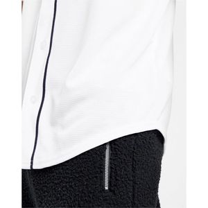 Conjunto de Uniforme de Béisbol sin Mangas con Cuello en V, Antibacteriano, con Estampado Digital para Hombre, de Poliéster con Rayas Finas, Personalizable, en Blanco y Negro - Product Image 4
