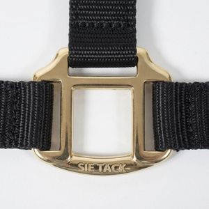 Cabestro de Seguridad Negro para Caballo, de Nailon con Corona de Cuero Genuino, Ajustable, Duradero, para Equitación - Product Image 3