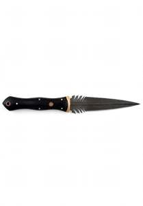Cuchillo Artesanal Decorativo con Hoja Fija en Forma de Pluma, Mango de Madera Negra Personalizado, Guarda de Latón, Herramienta de Colección - Product Image 1