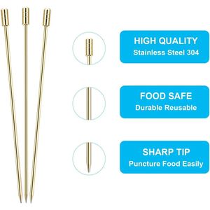 8 Palillos de Cóctel Reutilizables de Acero Inoxidable, Brochetas Metálicas para Cócteles, Martini, Aceitunas, Aperitivos, Agitador de Cócteles - Product Image 2