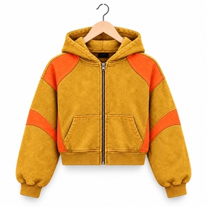 เสื้อฮู้ดสีขาวส้มแบบคัลเลอร์บล็อก แขนเสื้อแบบแร็กแลน ทรงครอป ยูนิเซ็กซ์ ผ้าฝ้าย 100% สำหรับฤดูหนาว ผ้าเฟรนช์เทอร์รี่ดิจิตอล แห้งเร็ว - Product Image 3