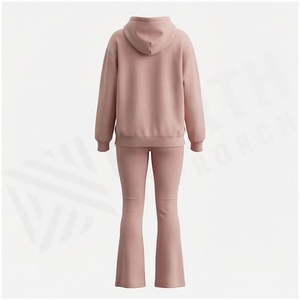 Conjunto de Sudadera con Capucha y Pantalones Deportivos de 2 Piezas para Mujer, Color Sólido, Corte Holgado, Chándal Informal de Otoño, Jogger de Algodón de Longitud Completa - Product Image 2