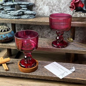 Verre à pied vintage français coloré, petit bol à dessert, tasses à pudding, verre à yaourt, coupe à glace - Product Image 2