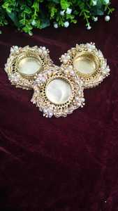 Portavelas de Metal con Perlas Hechas a Mano de Lujo para Diwali, Bodas, Decoración del Hogar, Regalo de Boda, Portavelas Diya, Recuerdo de Inauguración de Casa - Product Image 5
