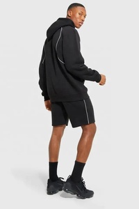 ชุดวอร์มแบบ unisex 2 ชิ้น เสื้อฮู้ดซิปพร้อมกางเกงขาสั้น ระบายอากาศได้ดี ป้องกันกลิ่นไม่พึงประสงค์ ผลิตจากโพลีเอสเตอร์และผ้าฝ้าย สำหรับผู้ใหญ่ ปี 2026 - Product Image 4