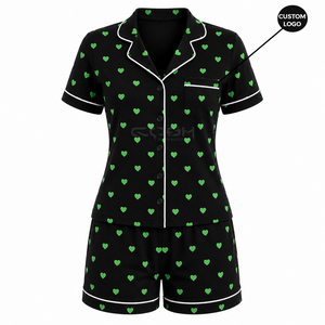 Ensemble de pyjamas en soie satinée Cosh International Sisterhood Sorority, deux pièces, vêtements de nuit, vêtements de détente, vêtements élégants, pyjamas - Product Image 1