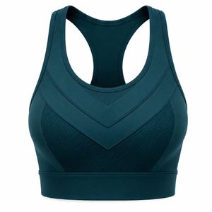 Women's Navy <b>Blue</b> Racerback Sports <b>Bra</b> High Support Seamless Breathable Mesh Panels Quick Dry Eco-Friendly Lightweight Yoga - Product Image 1