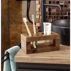 Porte-brosse à dents en bois, porte-brosse à dents écologique, organisateur de brosses à dents pour salle de bain, accessoires de salle de bain en bambou, bois naturel - Product Image 5