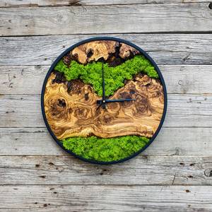 Nature's <b>Heart</b> Wood And Moss <b>Clock</b> Forest Whisper Handmade Wall Green Haven Wood Slice <b>Clock</b> Mossy Timber Artisan Wall <b>Clock</b> - Product Image 6
