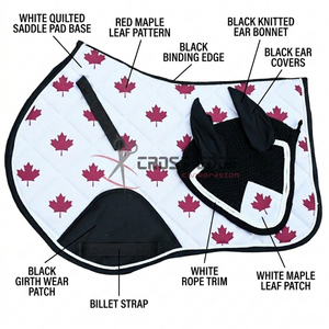 Luxury Leopard Horse Riding Pad Set Equestrian saddle Pad with Matching Ear Bonnet Soundproof <b>fly</b> veil western horse tack set - Product Image 2