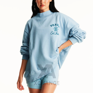 <b>Women</b>’s Oversized <b>Turtleneck</b> Sweatshirt Casual Winter Pullover Cotton Fleece Long Sleeve College Streetwear <b>Top</b> with Custom - Product Image 2