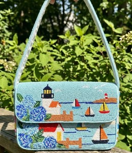 Sac bandoulière brodé à motif ondulé fait main avec perles de rocaille, pochette de soirée à thème marin, sac à bandoulière pour femme, sac de voyage d'été - Product Image 2