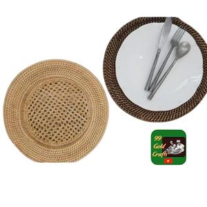 FACTORY : Sets de table ronds/rectangulaires en rotin blanc / Assiettes de présentation en rotin 100 % tressées à la main - Product Image 6