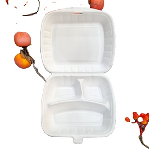 Factory 3 compartment foam trays with hinged lid 228*198*75mm lunch box/ fast food/ hamburger Disposable take away