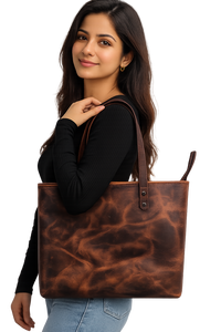 Bolso Tote de Moda para Mujer, Hecho a Mano, de Cuero Genuino, con Dos Correas, Cierre de Cremallera, para Compras, Diseño Personalizado - Product Image 4