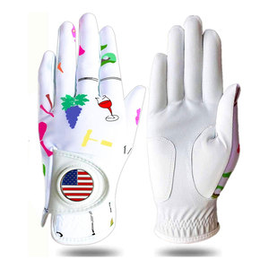 Paire de gants de golf pour femmes de haute qualité, en cuir imprimé, adhérence toutes saisons, adaptés à la main gauche et à la main droite - Product Image 1