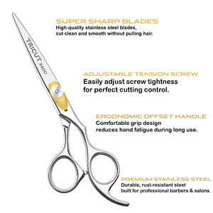 Ciseaux de coiffure professionnels finition miroir, ciseaux de barbier avec étui en cuir, peigne de qualité supérieure, ciseaux pour salon, usage domestique et ciseaux à moustache - Product Image 2