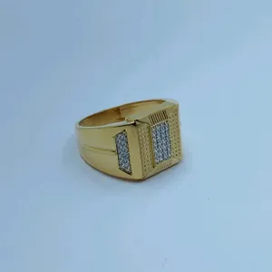 Anillo de Dedo Solitario de Lujo con Diseño Geométrico de Ala en Oro Amarillo Sólido de 22K con Circonita Cúbica, Joyería Moderna para Boda, Venta al por Mayor de Fábrica, Anillo Único - Product Image 2