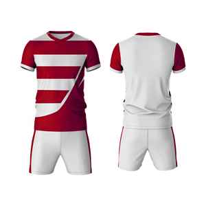 Uniforme de rugby personnalisé pour hommes, manches courtes, bleu, rouge, blanc, sublimé, anti-transpiration, coupe classique, uniforme adulte, fabricant OEM - Product Image 1